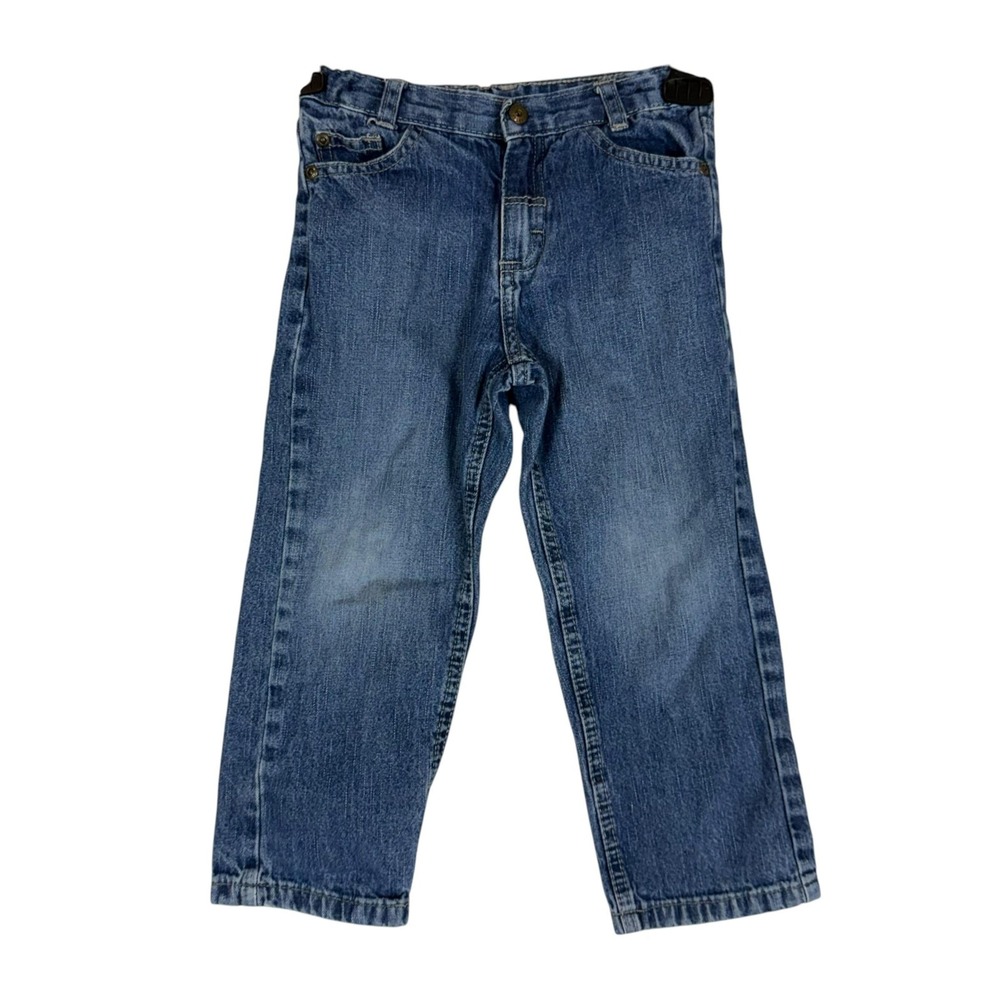 Wrangler Jeans Boys 3T Blue Wash Adjustable Waist 100% Cotton Denim Straight